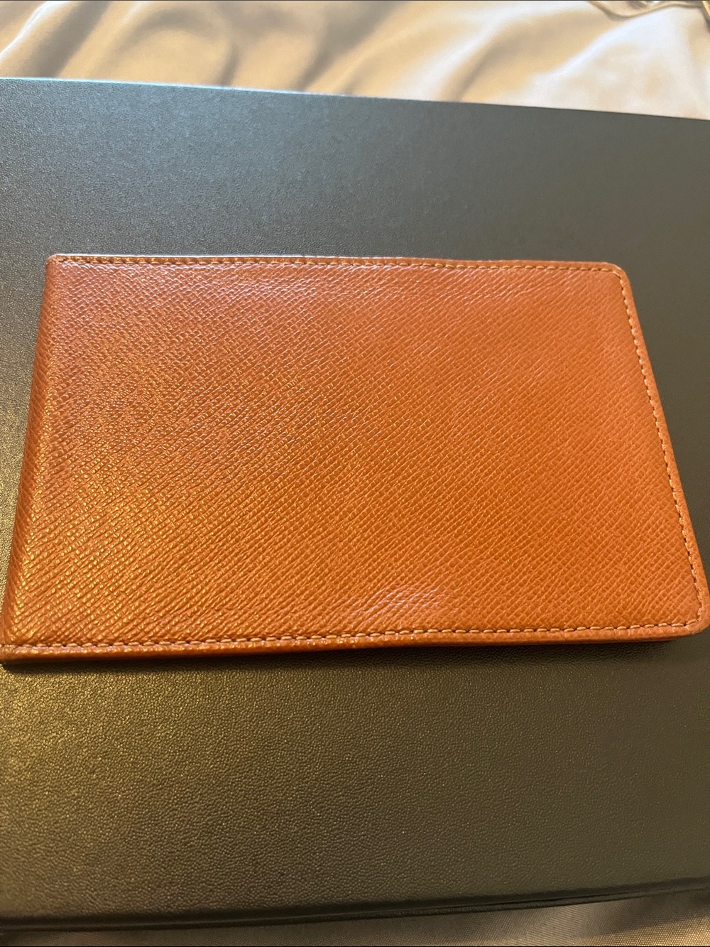 Louis Vuitton Orange-Tan Leather Card Sleeve